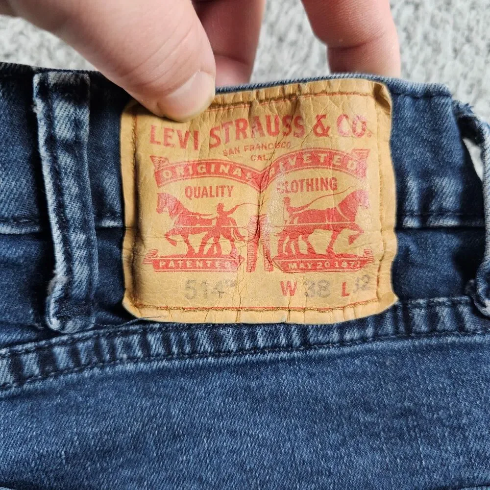 Levis 514 Jeans Mens 36x30 Blue Denim Stretch Regular Straight Work Skate Grunge